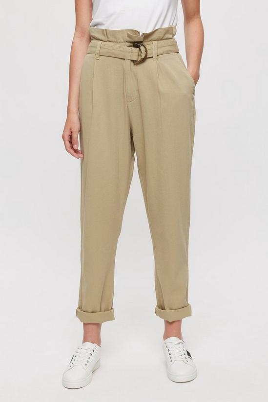 Dorothy Perkins Stone Casual Paper Bag Trousers 2