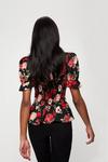 Dorothy Perkins Large Red And Pink Rose Shirred Body Top thumbnail 3