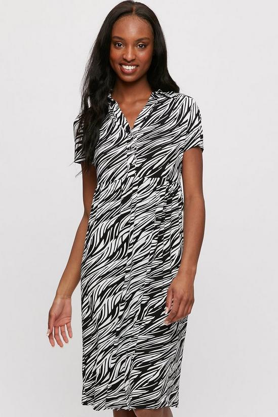 Dorothy Perkins Zebra Tiered Shirt Midi Dress 1