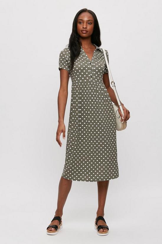 Dorothy Perkins Khaki Spot Tiered Shirt Midi Dress 2