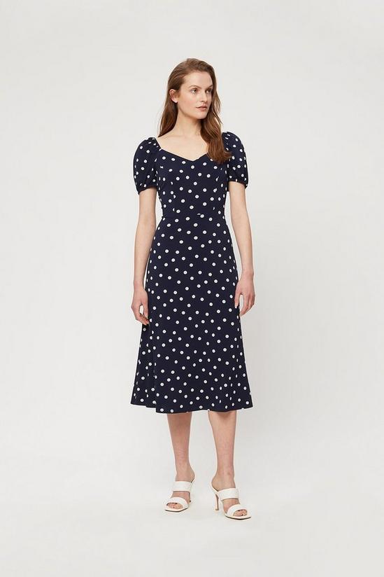 Dorothy Perkins Navy Spot Short Sleeve Midi Dress 2