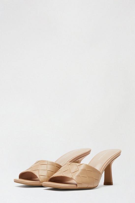 Dorothy Perkins Tan Sotto Weave Square Toe Heeled Mule 2