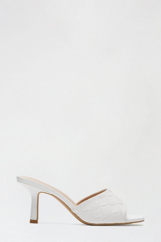 Dorothy Perkins White Sotto Weave Square Toe Heeled Mule 1