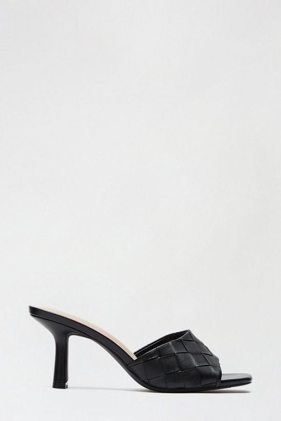 Dorothy Perkins Black Sotto Weave Square Toe Heeled Mule 1