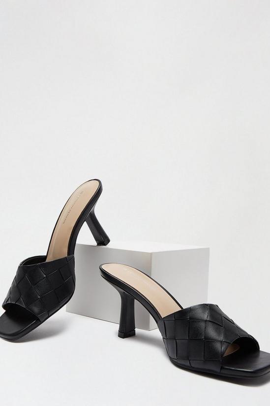 Dorothy Perkins Black Sotto Weave Square Toe Heeled Mule 3