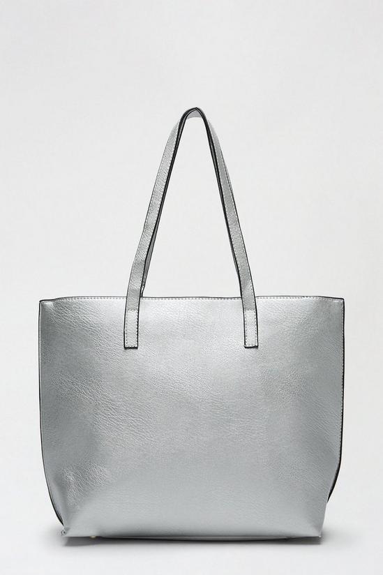 Dorothy Perkins Metallic Silver Shopper Bag 1