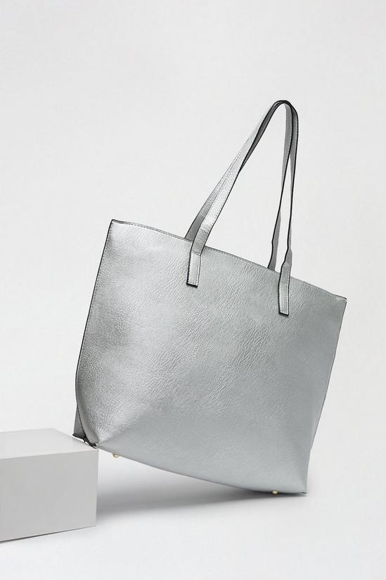 Dorothy Perkins Metallic Silver Shopper Bag 4