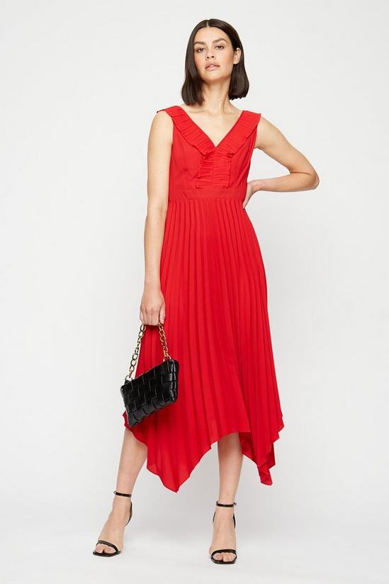 Dorothy Perkins Red Pleated Midi Dress 1