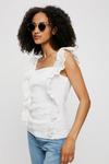 Dorothy Perkins Tall White Shirred Body Broderie Frill Top thumbnail 1
