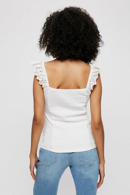 Dorothy Perkins Tall White Shirred Body Broderie Frill Top 3