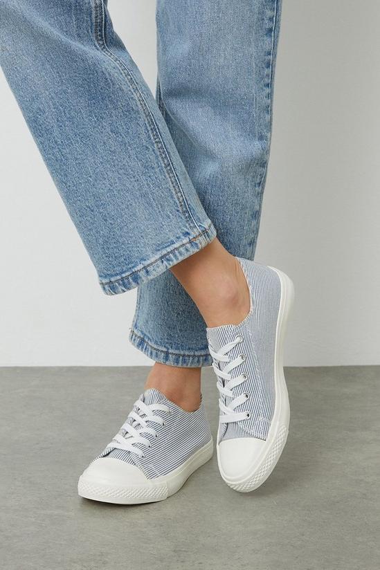 Dorothy Perkins Blue Stripe  Icon Canvas Trainers 1