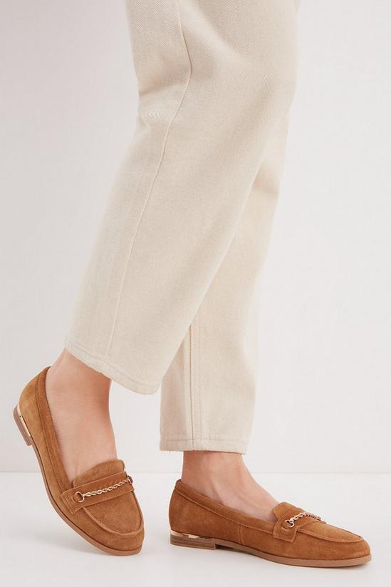 Dorothy Perkins Tan Leather Libby Chain Detail Loafers 1