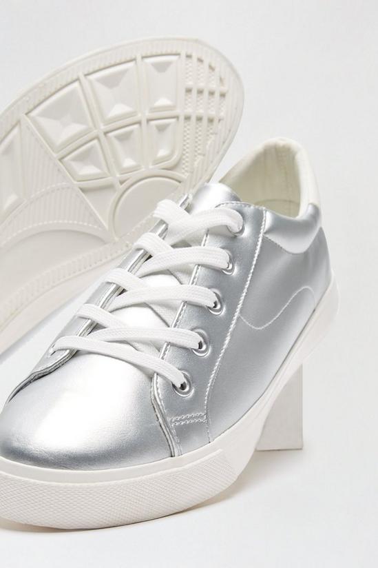 Dorothy Perkins Wide Fit Silver Iria Lace Up Trainer 4