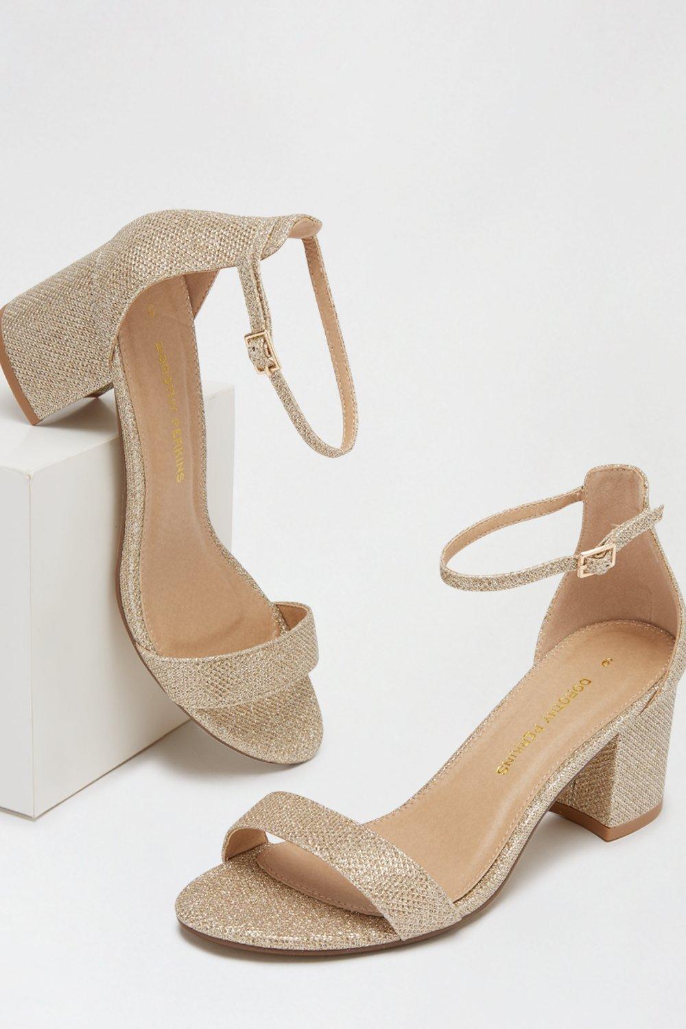 Heels Gold Sparkle Spristina Block Heel Sandal Dorothy Perkins