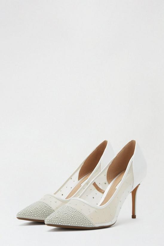 Dorothy Perkins Showcase Wide Fit White Spring Pearl Court Shoe 2
