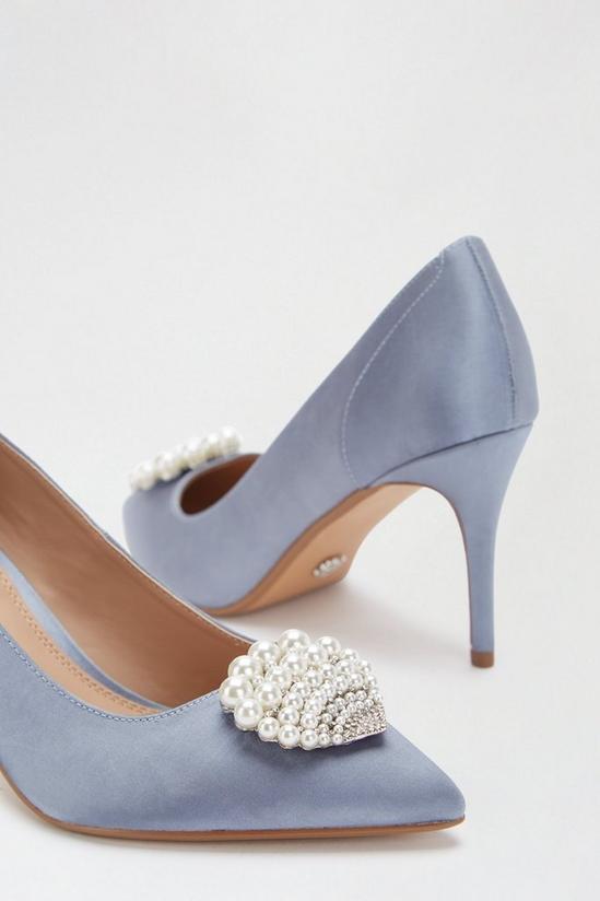 Dorothy Perkins Showcase Blue Stylish Pearl Trim Court Shoe 3