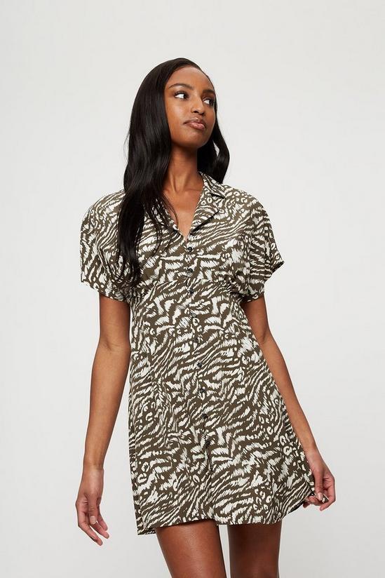 Dorothy Perkins Khaki Animal Resort Shirt Dress 1