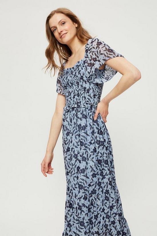 Dorothy Perkins Blue Shirred Body Maxi Dress 1