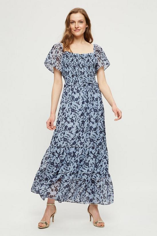 Dorothy Perkins Blue Shirred Body Maxi Dress 2