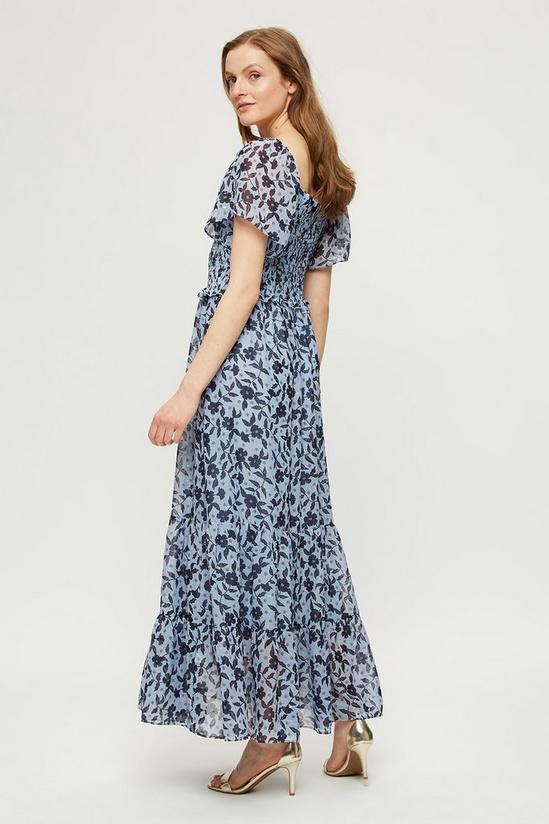 Dorothy Perkins Blue Shirred Body Maxi Dress 3