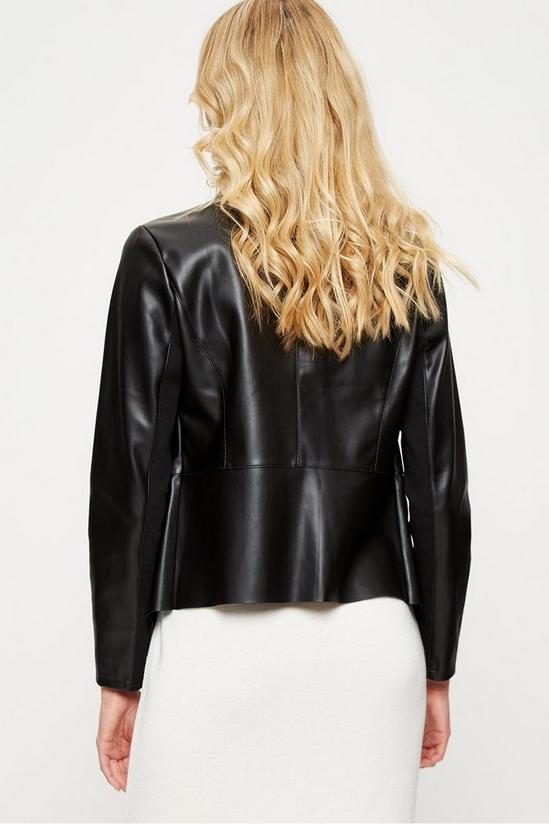 Dorothy Perkins Black Faux Leather Waterfall Jacket 3