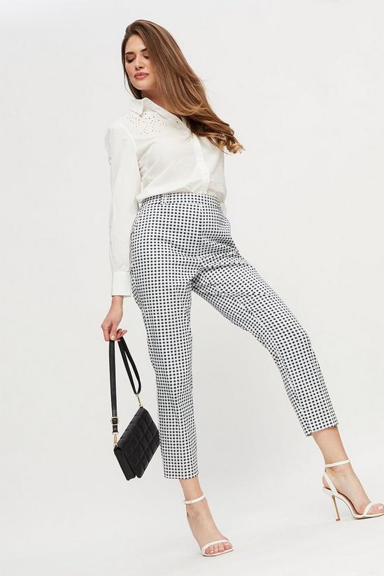 Dorothy Perkins Navy Gingham High Waisted Tailored Trousers 1