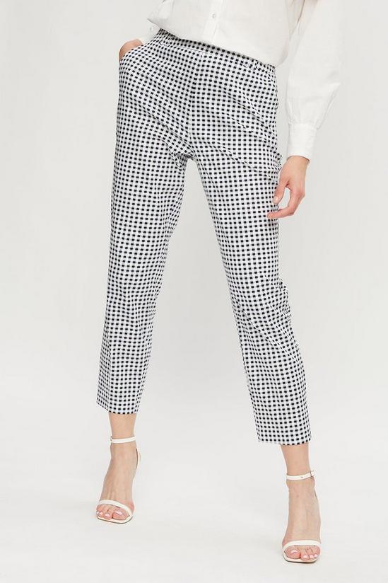 Dorothy Perkins Navy Gingham High Waisted Tailored Trousers 2