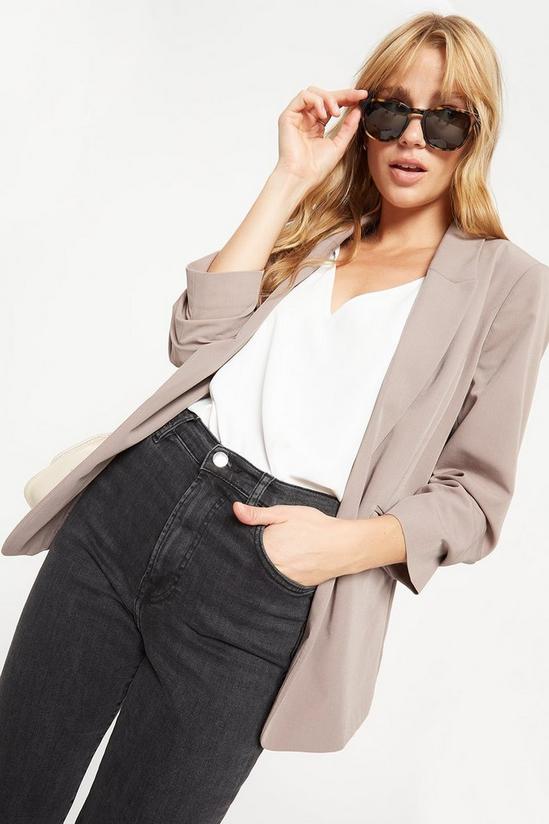 Dorothy Perkins Taupe Ruched Sleeve Blazer 1