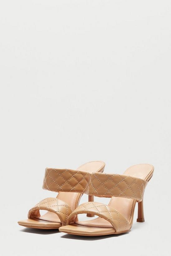 Dorothy Perkins Tan Sushi Quilted Square Toe Heeled Mule 2
