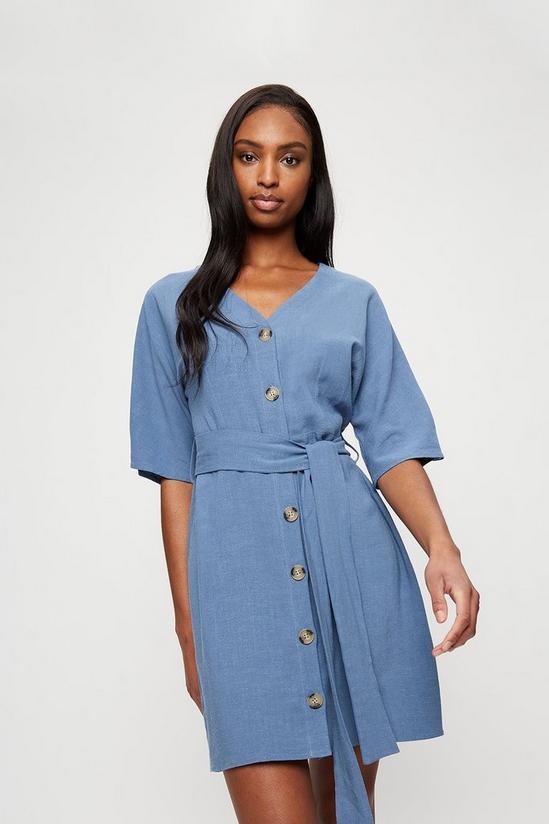 Dorothy Perkins Blue Button Mini Shirt Dress 1