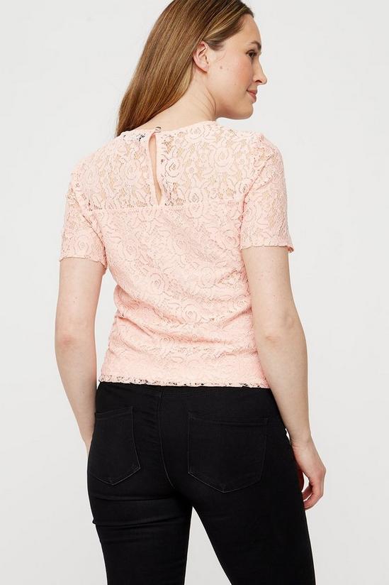 Dorothy Perkins Blush Puff Sleeve Lace T Shirt 3