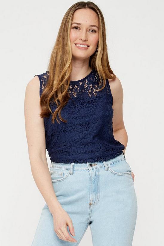 Dorothy Perkins Navy Lace Shell Top 1