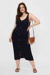 Dorothy Perkins Curve Navy Button Strappy Knit Dress thumbnail 1