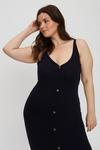 Dorothy Perkins Curve Navy Button Strappy Knit Dress thumbnail 2