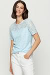 Dorothy Perkins Pale Blue Puff Sleeve Lace Tee thumbnail 1