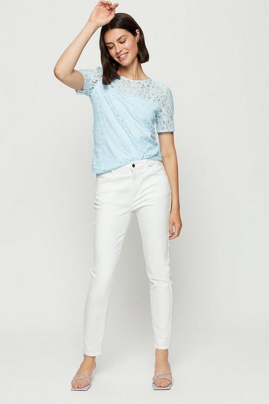 Dorothy Perkins Pale Blue Puff Sleeve Lace Tee 2