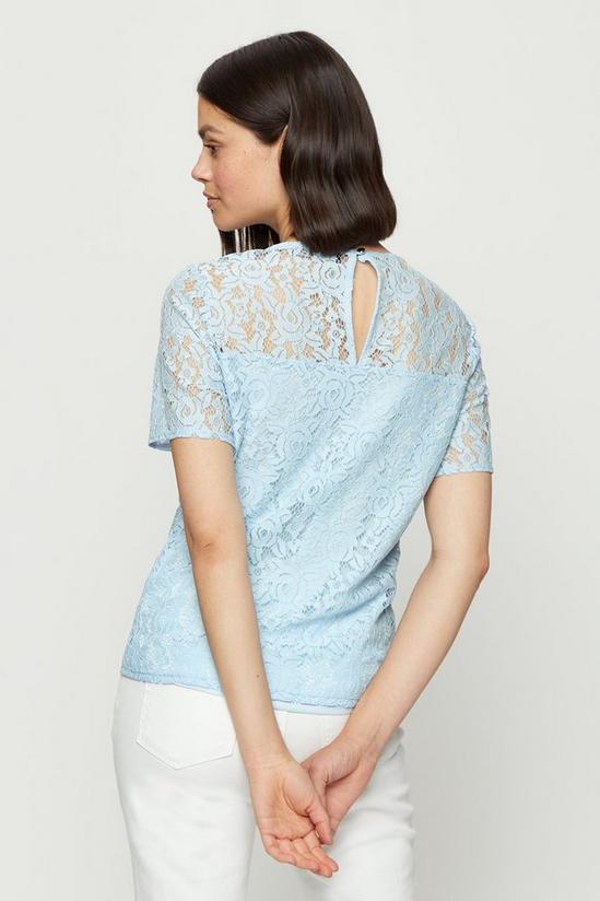 Dorothy Perkins Pale Blue Puff Sleeve Lace Tee 3