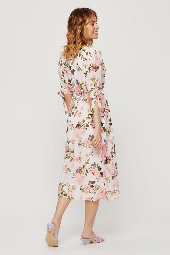 Dorothy Perkins Petite Garden Floral Tie Sleeve Midi Dress 3