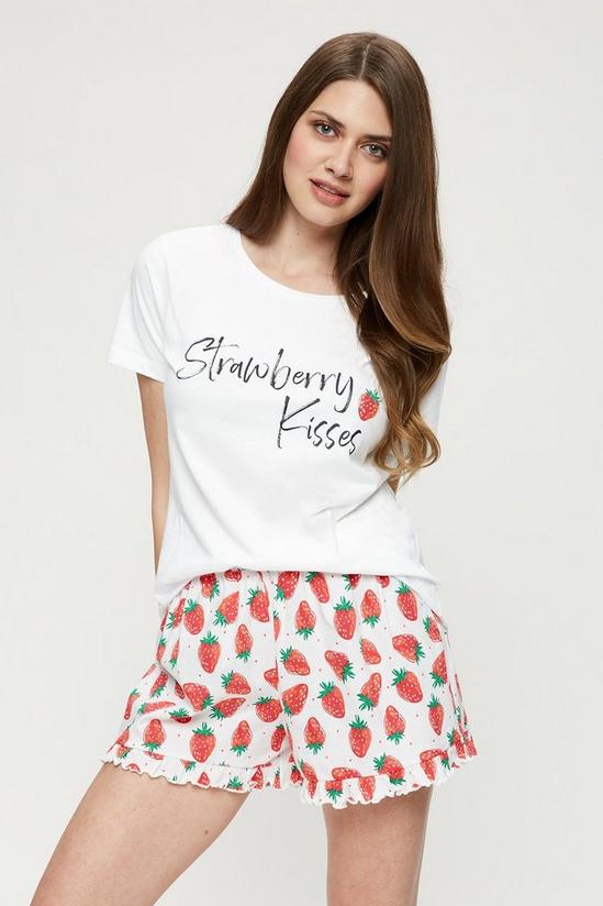 Dorothy Perkins Tall Red Strawberry Print Pyjama Set 1
