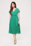 Dorothy Perkins Petite Green Pleat Midi Dress thumbnail 2