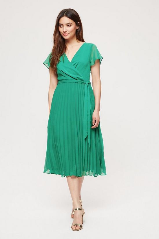 Dorothy Perkins Petite Green Pleat Midi Dress 2