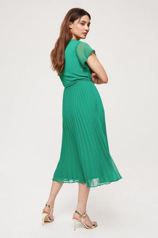 Dorothy Perkins Petite Green Pleat Midi Dress 3