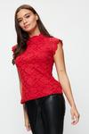 Dorothy Perkins Red Scallop Lace Top thumbnail 1