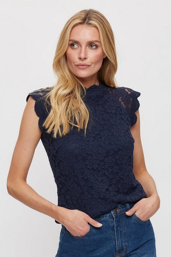 Dorothy Perkins Navy Scallop Lace Top 2