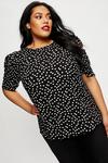 Dorothy Perkins Curve Black Spot Ruched Sleeve Top thumbnail 1