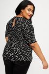 Dorothy Perkins Curve Black Spot Ruched Sleeve Top thumbnail 3