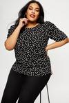 Dorothy Perkins Curve Black Spot Ruched Sleeve Top thumbnail 4