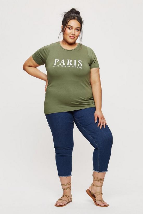 Dorothy Perkins Curve Khaki Short Sleeve Paris T-shirt 2