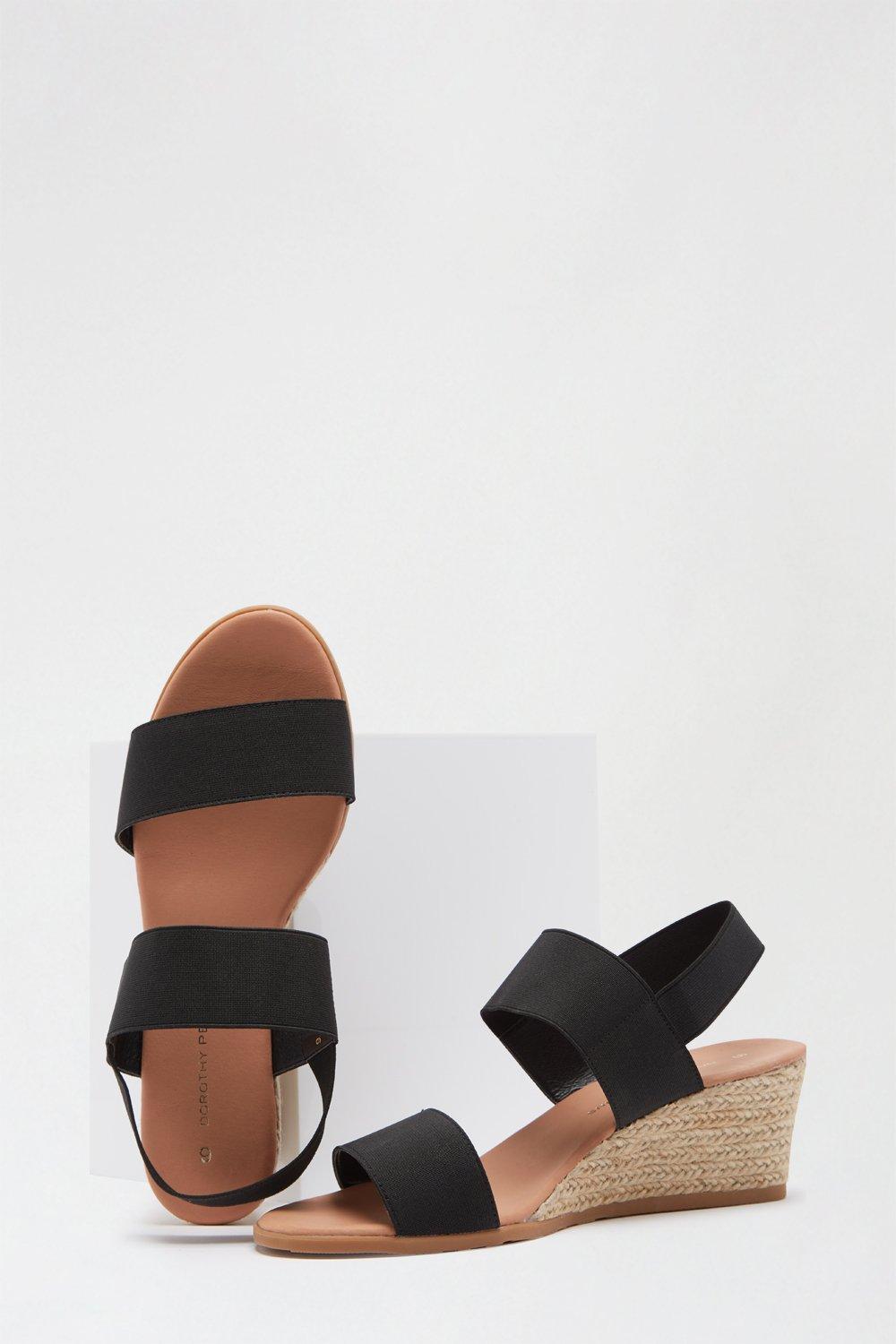 Black elastic hot sale wedge sandals