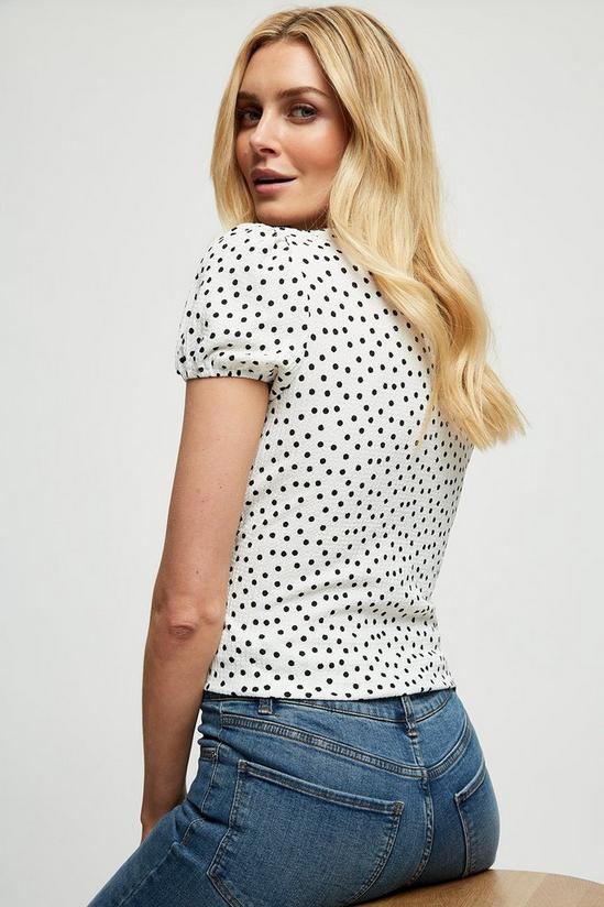 Dorothy Perkins Ivory Spot Textured Puff Sleeve Top 3